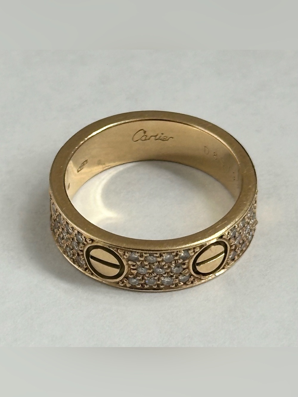 Cartier Love Ring Band Classic Model Pave Diamond 18K Yellow Gold Size 52 / US 6 - Picture 3 of 5